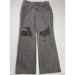 Judy Blue Jeans Womens 14W (34x33) Black Distressed 90s Straight Denim